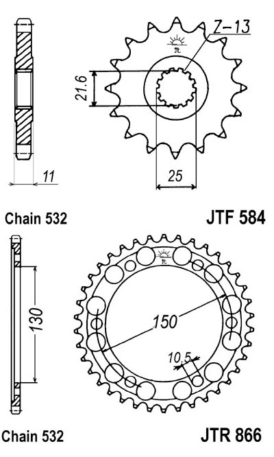 Звезда задняя DCR 866.46 FZR 750 R 89-92 - Звезды SIAM - цепи и звезды - Мотозапчасти - Интернет-магазин мотоэкипировки и мотозапчастей MотоГанза