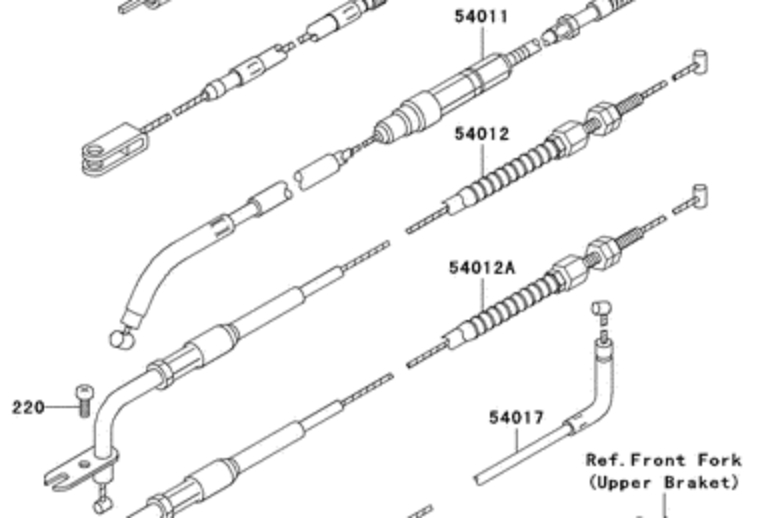 KAWASAKI EN400 Трос газа  54012-0052 - KAWASAKI ТРОСИКИ - прочее - Мотозапчасти - Интернет-магазин мотоэкипировки и мотозапчастей MотоГанза