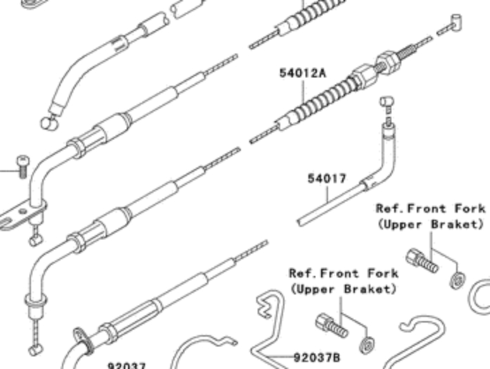 KAWASAKI EN400 Трос газа 54012-0053 - KAWASAKI ТРОСИКИ - прочее - Мотозапчасти - Интернет-магазин мотоэкипировки и мотозапчастей MотоГанза