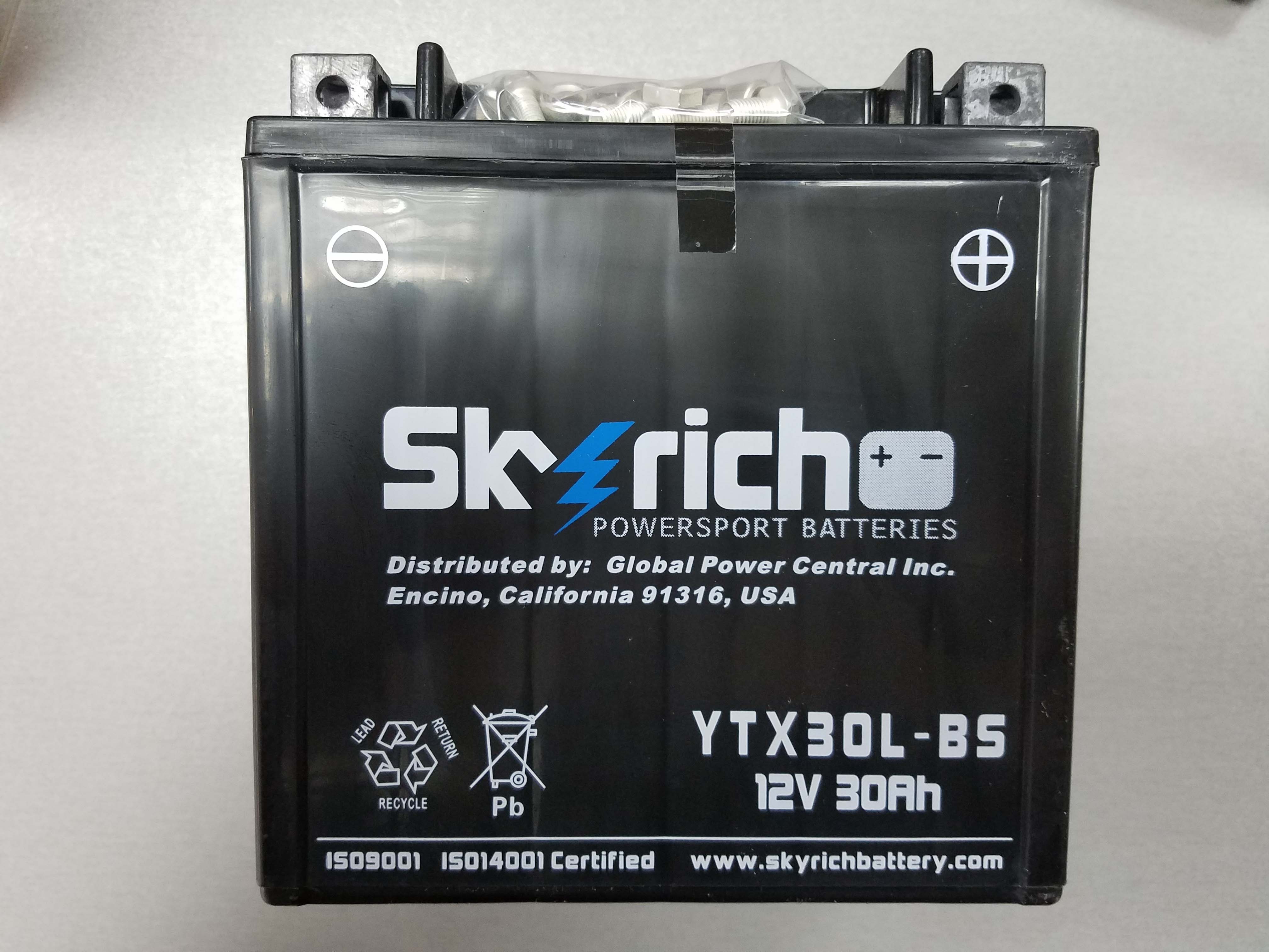 Аккумулятор SKYRICH YTX30L-BS - Аккумуляторы SKYRICH - аккумуляторы - Мотозапчасти - Интернет-магазин мотоэкипировки и мотозапчастей MотоГанза