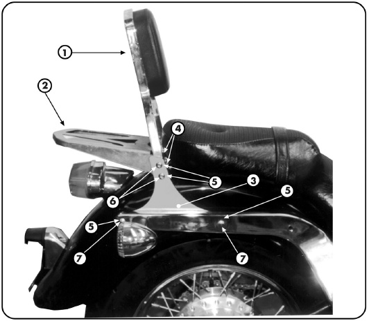 GIVI Спинка сиденья  Kawasaki VN 800 (96-99) - GIVI cиденья и спинки  - кофры и сумки - Аксессуары - Интернет-магазин мотоэкипировки и мотозапчастей MотоГанза
