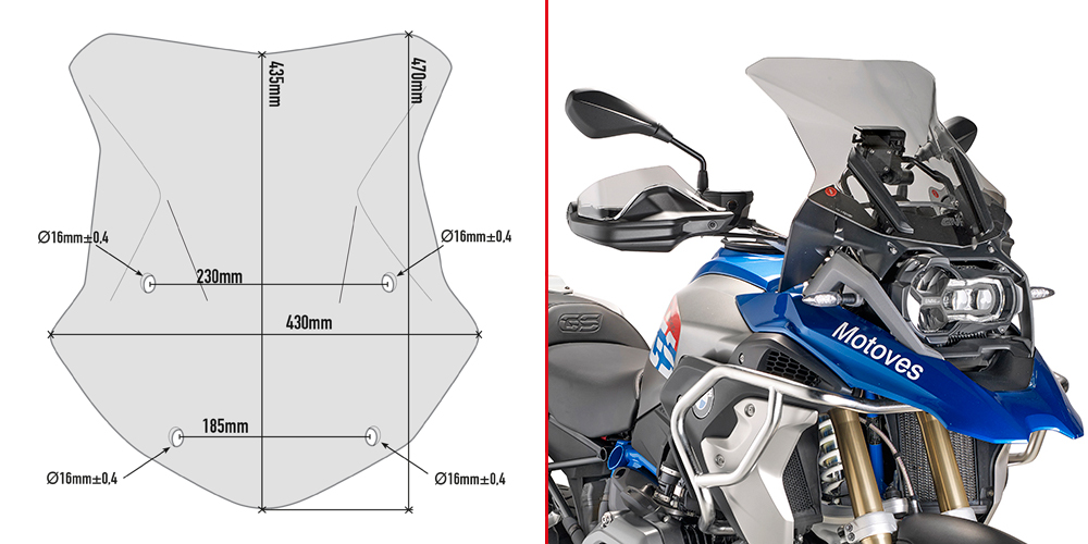 GIVI Ветровое стекло R1200GS Adventure (14-18) / R1250GS - Лобовые стекла GIVI  - лобовые стекла - Аксессуары - Интернет-магазин мотоэкипировки и мотозапчастей MотоГанза