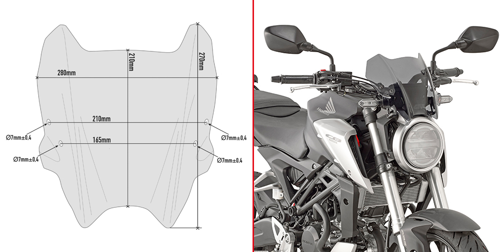 GIVI A1164 Стекло ветровое HONDA CB125R 2018 - Лобовые стекла GIVI  - лобовые стекла - Аксессуары - Интернет-магазин мотоэкипировки и мотозапчастей MотоГанза