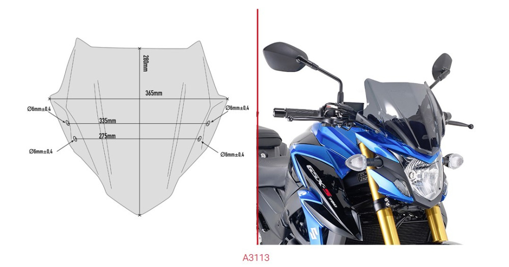 GIVI Стекло ветровое Suzuki GSX-S750 (17-18) - Лобовые стекла GIVI  - лобовые стекла - Аксессуары - Интернет-магазин мотоэкипировки и мотозапчастей MотоГанза