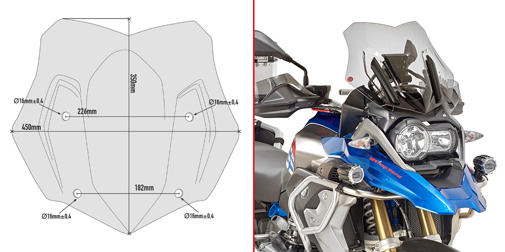 GIVI Ветровое стекло BMW R1200GS (13-18), R1200GS Adventure (14-18) и R1250GS (уценка, небольшая царапина - Лобовые стекла GIVI  - лобовые стекла - Аксессуары - Интернет-магазин мотоэкипировки и мотозапчастей MотоГанза