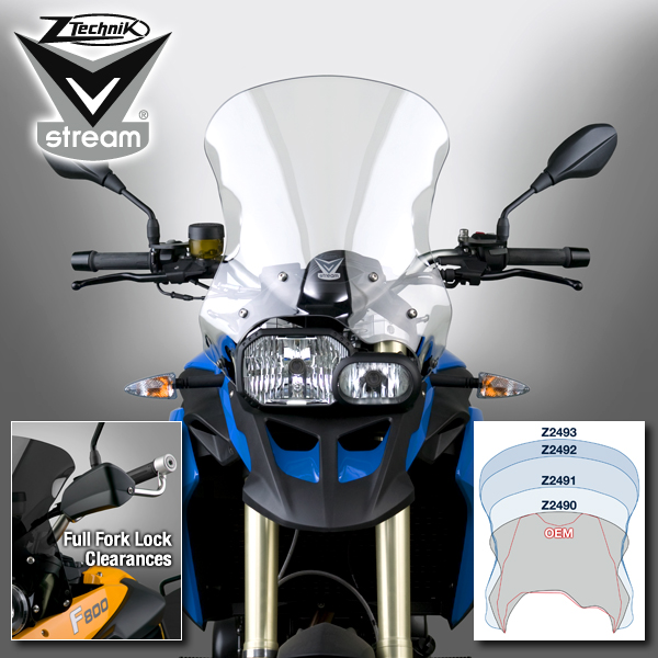 Z2491 Лобовое стекло прозрачное VSTREAM низкое для BMW F800GS, BMW F650GS Twin  - ZTECHNIK - Аксессуары - Интернет-магазин мотоэкипировки и мотозапчастей MотоГанза