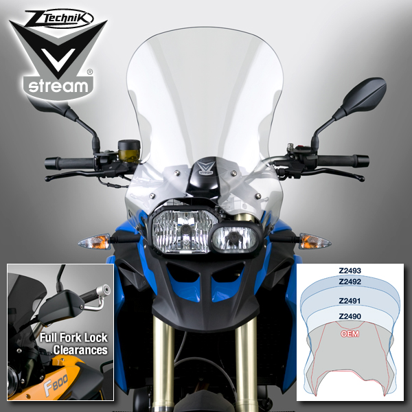 Z2492 Лобовое стекло прозрачное VSTREAM среднее для BMW F800GS, BMW F650GS Twin - ZTECHNIK - Аксессуары - Интернет-магазин мотоэкипировки и мотозапчастей MотоГанза