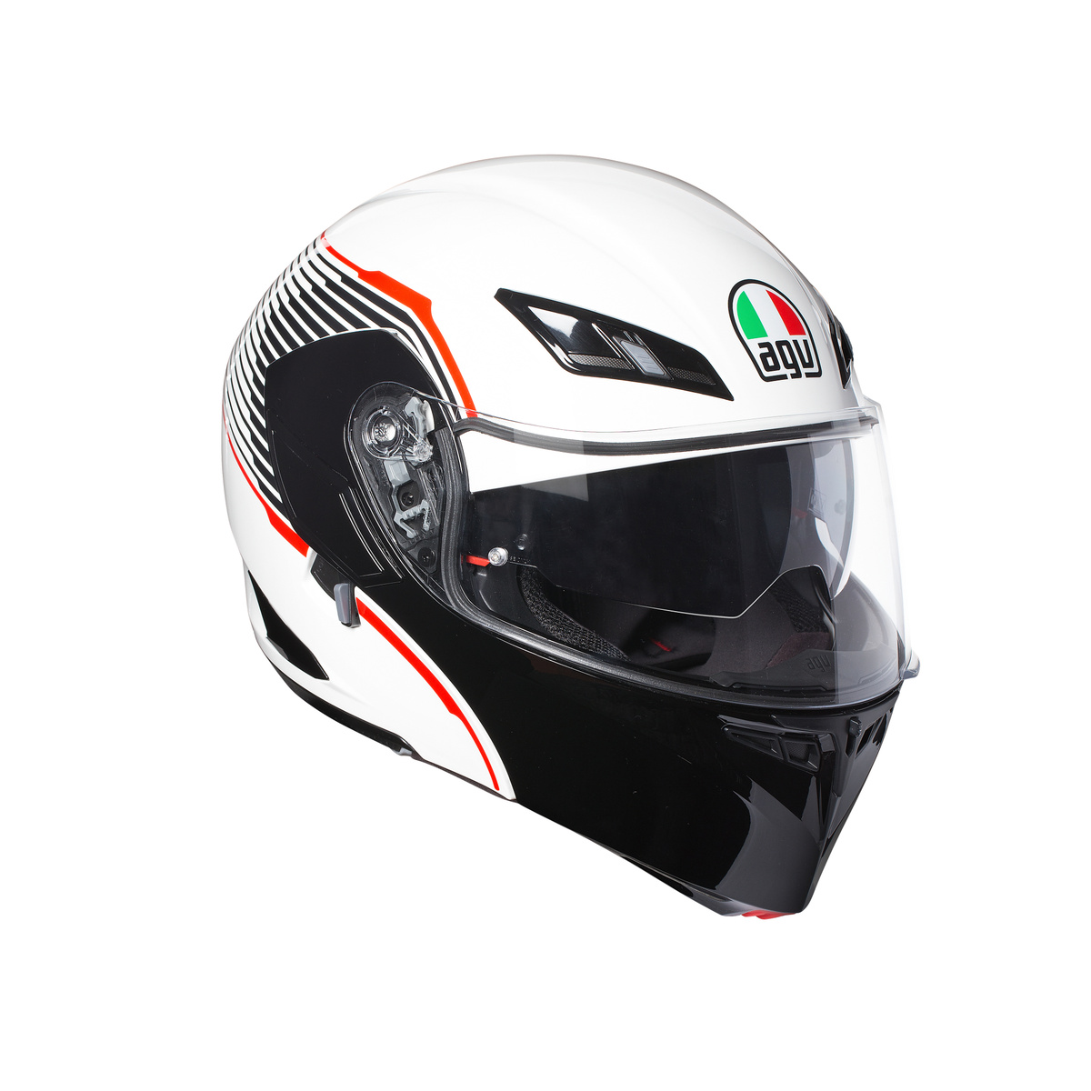 AGV Шлем COMPACT ST бело-черно-красный - AGV - Мотошлемы - Интернет-магазин мотоэкипировки и мотозапчастей MотоГанза