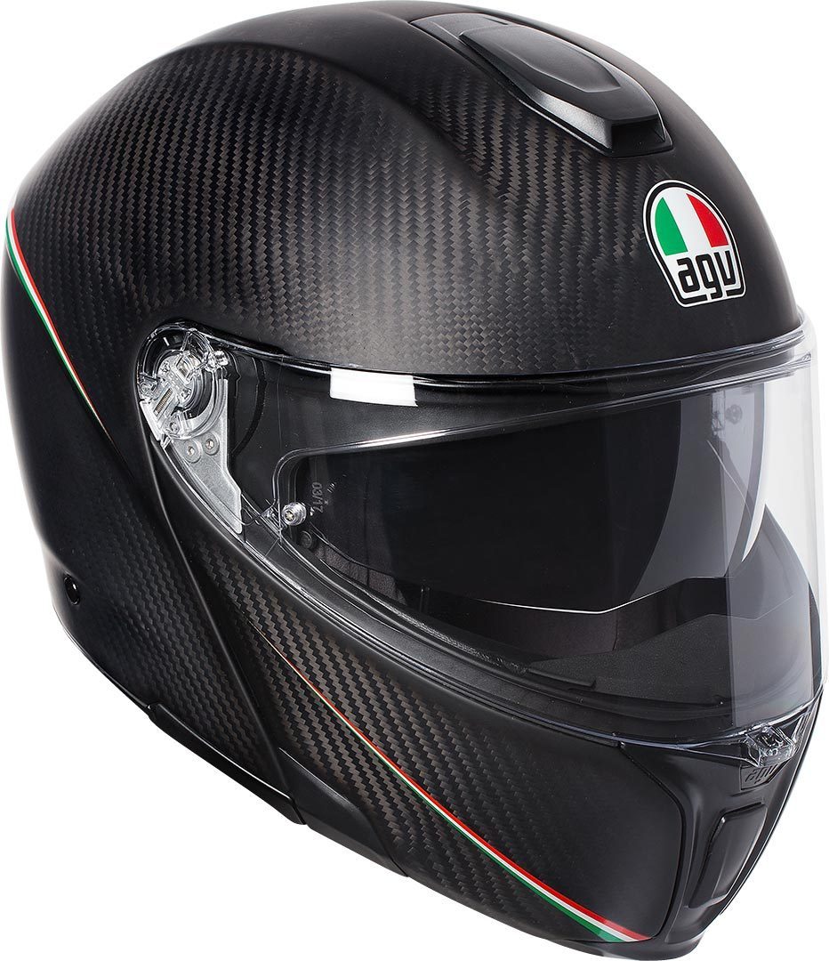 AGV Шлем SPORTMODULAR TRICOLORE матовый карбон - AGV - Мотошлемы - Интернет-магазин мотоэкипировки и мотозапчастей MотоГанза