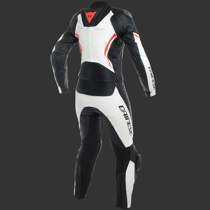 DAINESE Комбинезон кожаный ASSEN раздельный черно-бело-красный-флуоресцентный - DAINESE Комбинезоны - куртки - Мотоэкипировка - Интернет-магазин мотоэкипировки и мотозапчастей MотоГанза