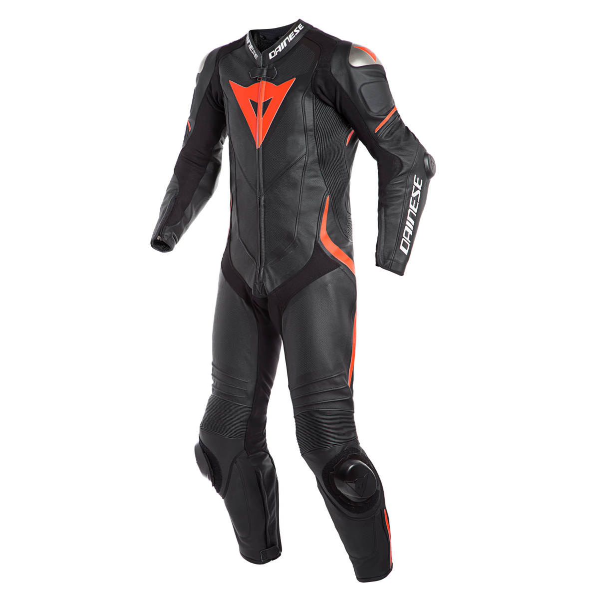 DAINESE Комбинезон кожаный LAGUNA SECA 4 цельный черно-красный-флуоресцентный перфорированный - DAINESE Комбинезоны - куртки - Мотоэкипировка - Интернет-магазин мотоэкипировки и мотозапчастей MотоГанза