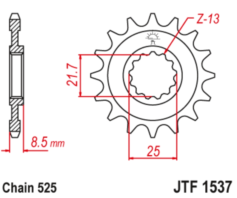 JT Звезда передняя JTF1537.17 - Звезды JT - цепи и звезды - Мотозапчасти - Интернет-магазин мотоэкипировки и мотозапчастей MотоГанза