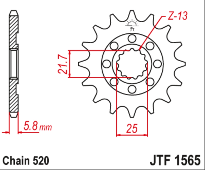 JT Звезда передняя JTF1565.14SC - Звезды JT - цепи и звезды - Мотозапчасти - Интернет-магазин мотоэкипировки и мотозапчастей MотоГанза