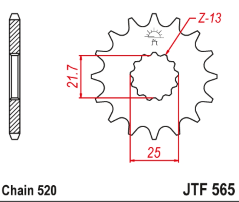 JT Звезда передняя JTF565.14 SC - Звезды JT - цепи и звезды - Мотозапчасти - Интернет-магазин мотоэкипировки и мотозапчастей MотоГанза