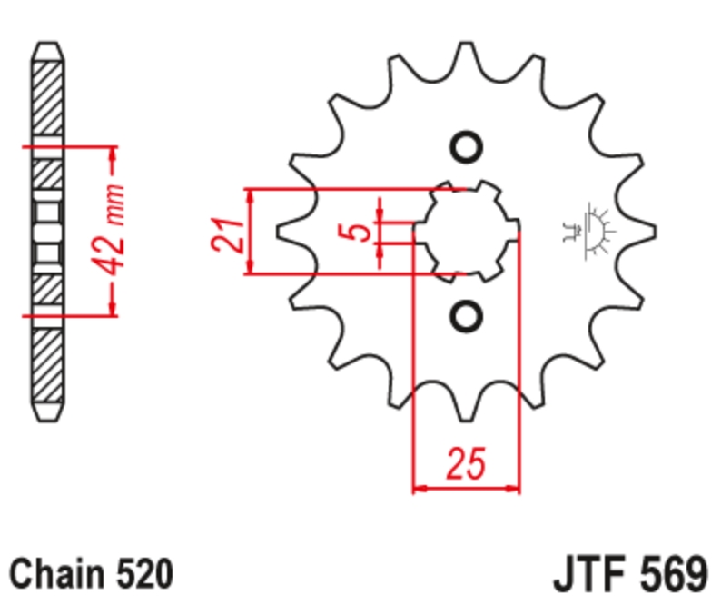 JT Звезда передняя JTF569.13 - Звезды JT - цепи и звезды - Мотозапчасти - Интернет-магазин мотоэкипировки и мотозапчастей MотоГанза