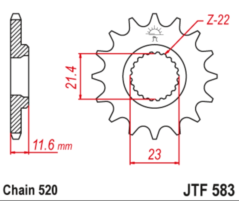 JT Звезда передняя JTF583.14 - Звезды JT - цепи и звезды - Мотозапчасти - Интернет-магазин мотоэкипировки и мотозапчастей MотоГанза