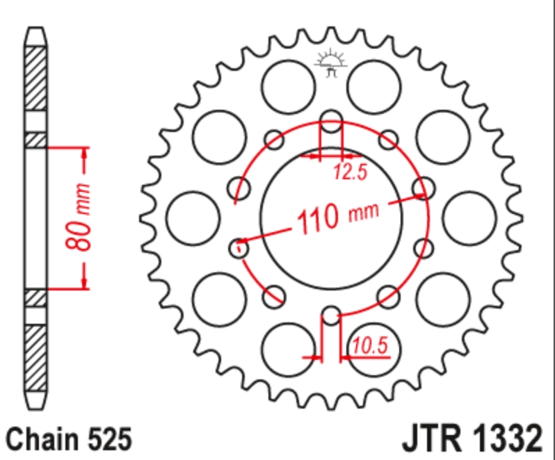 JT Звезда задняя JTR1332.40 ZBK - Звезды JT - цепи и звезды - Мотозапчасти - Интернет-магазин мотоэкипировки и мотозапчастей MотоГанза
