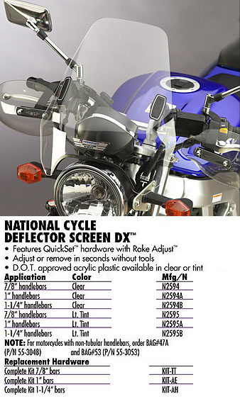 Лобовое стекло DEFLECTOR SCREEN DX N2594A - NATIONAL CYCLE - Аксессуары - Интернет-магазин мотоэкипировки и мотозапчастей MотоГанза