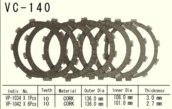 Диск сцепления VESRAH VC 140 - Диски сцепления VESRAH - сцепление - Мотозапчасти - Интернет-магазин мотоэкипировки и мотозапчастей MотоГанза