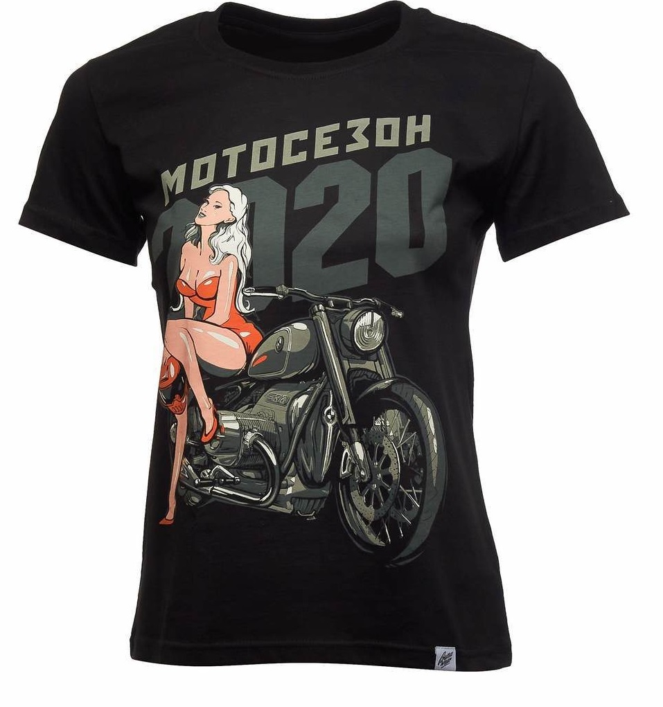 VolgaWear Футболка Мотосезон женская черная - VolgaWear - прочее - Мотоэкипировка - Интернет-магазин мотоэкипировки и мотозапчастей MотоГанза