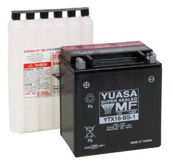 Аккумулятор YUASA YTX16-BS-1 - Аккумуляторы YUASA - аккумуляторы - Мотозапчасти - Интернет-магазин мотоэкипировки и мотозапчастей MотоГанза
