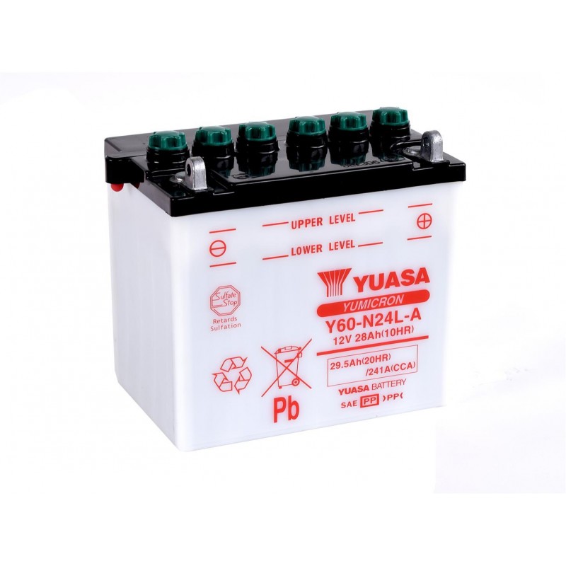 Аккумулятор YUASA Y60-N24L-A с электролитом - Аккумуляторы YUASA - аккумуляторы - Мотозапчасти - Интернет-магазин мотоэкипировки и мотозапчастей MотоГанза