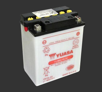 Аккумулятор YUASA YB14L-A2 с электролитом - Аккумуляторы YUASA - аккумуляторы - Мотозапчасти - Интернет-магазин мотоэкипировки и мотозапчастей MотоГанза