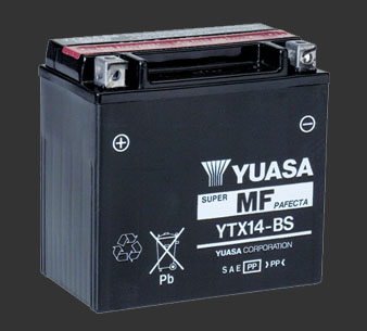 Аккумулятор YUASA YTX14-BS - Аккумуляторы YUASA - аккумуляторы - Мотозапчасти - Интернет-магазин мотоэкипировки и мотозапчастей MотоГанза